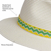 The Pendeza Collection - World Traveller - Ivory with Yellow/Green Beaded Band